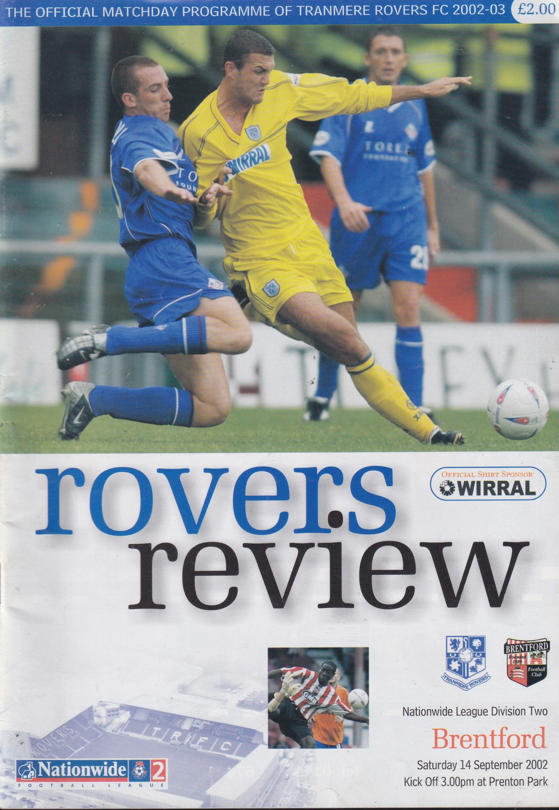 Tranmere Rovers v Brentford match programme